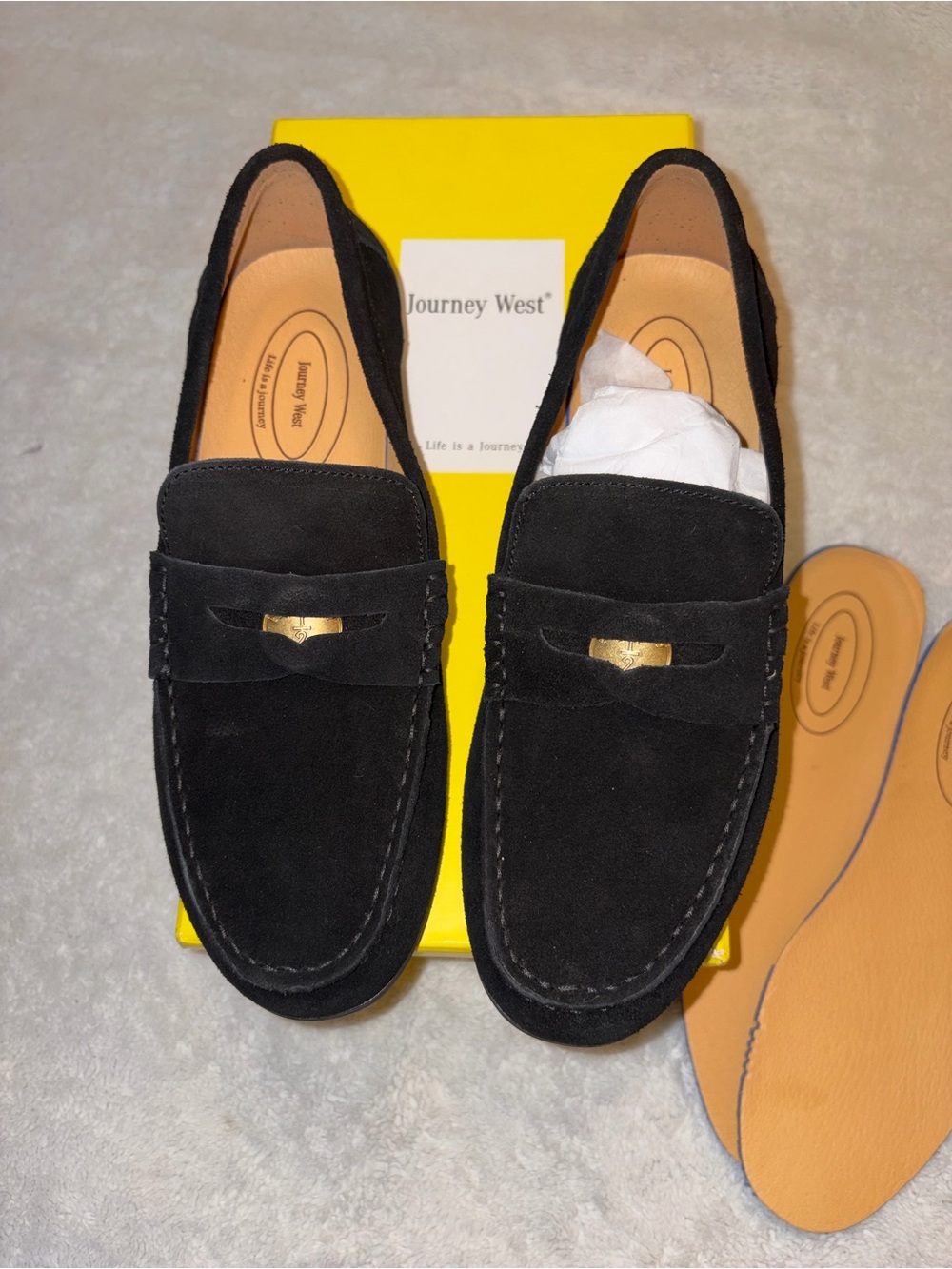 Women’s Black Suede Penny Loafers